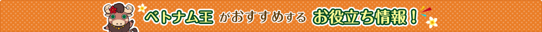 ベトナム王がおすすめするお役立ち情報!